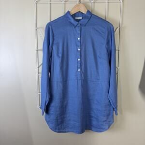 J Jill Love Linen Size Sm 100% Linen Tunic With Pockets Mother Of Pearl Buttons